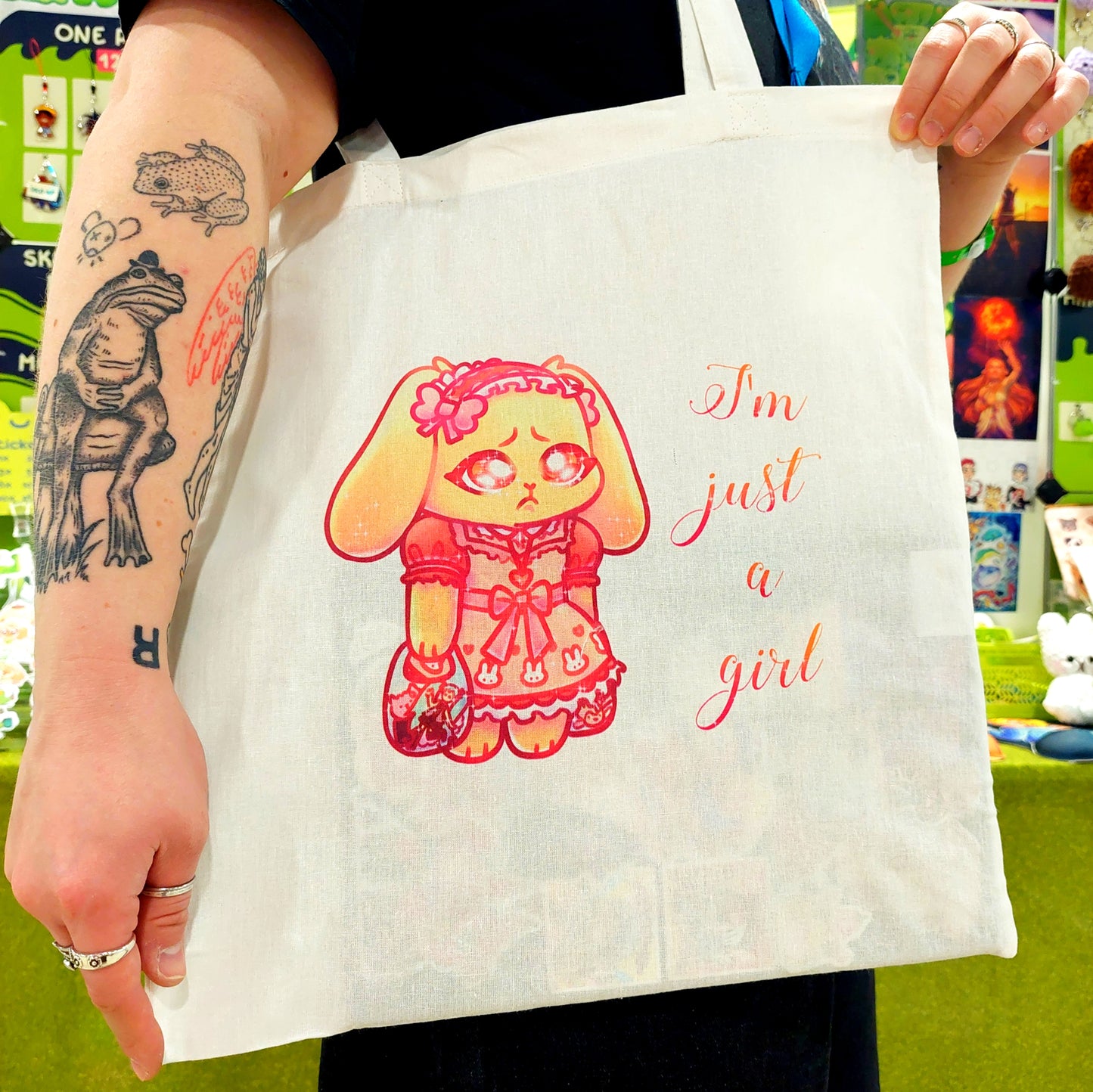 i'm just a girl! totebag