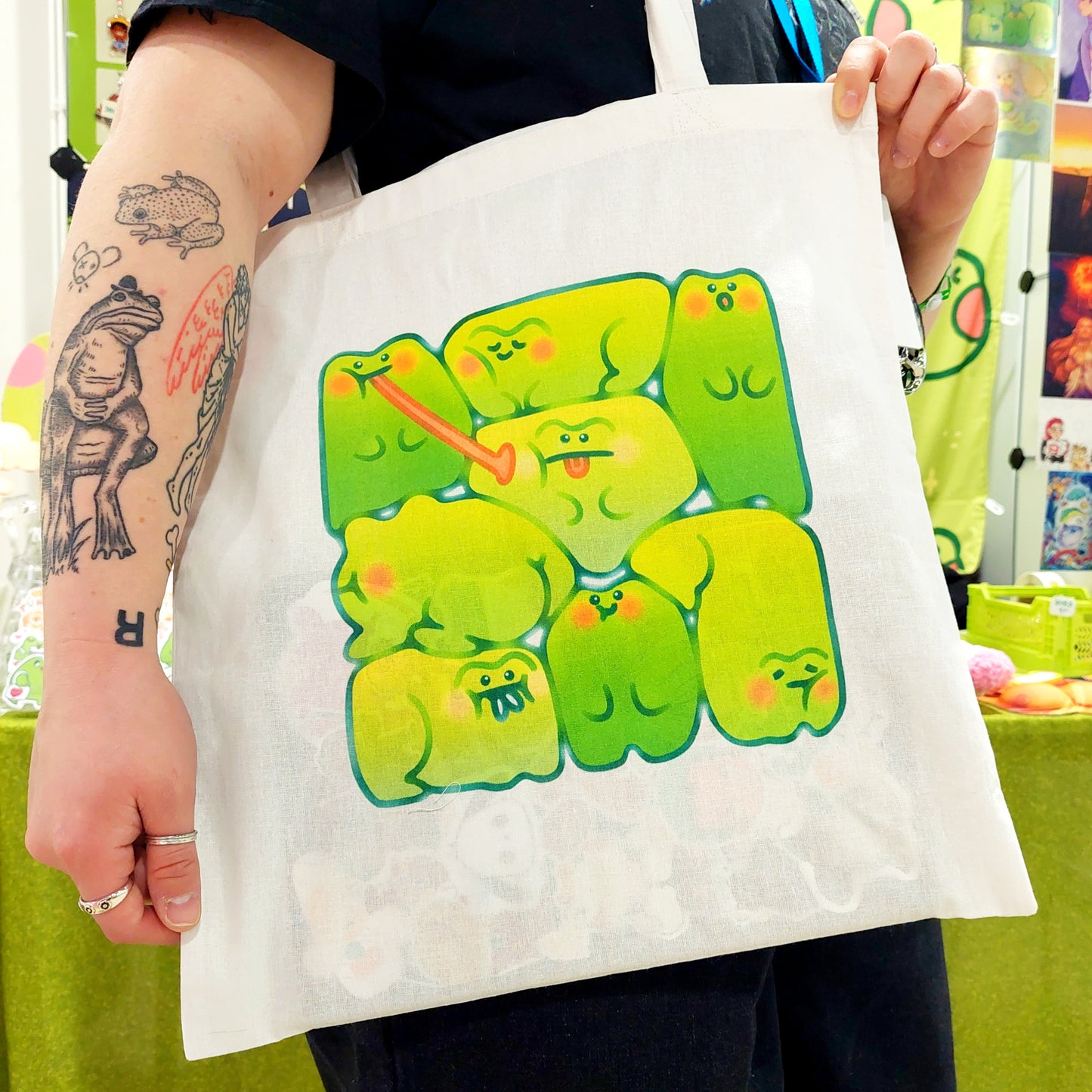 frog tetris tote bag