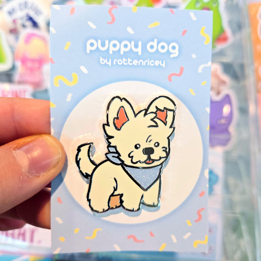 puppy dog westie enamel pin