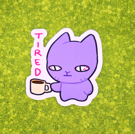 tired cat sticker