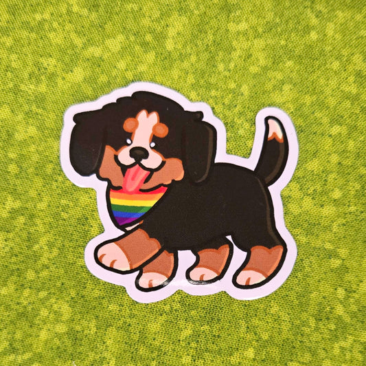 pride puppy rainbow bernese mountain dog sticker