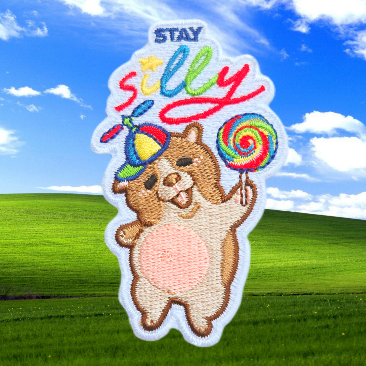 . stay silly pibble iron-on patch