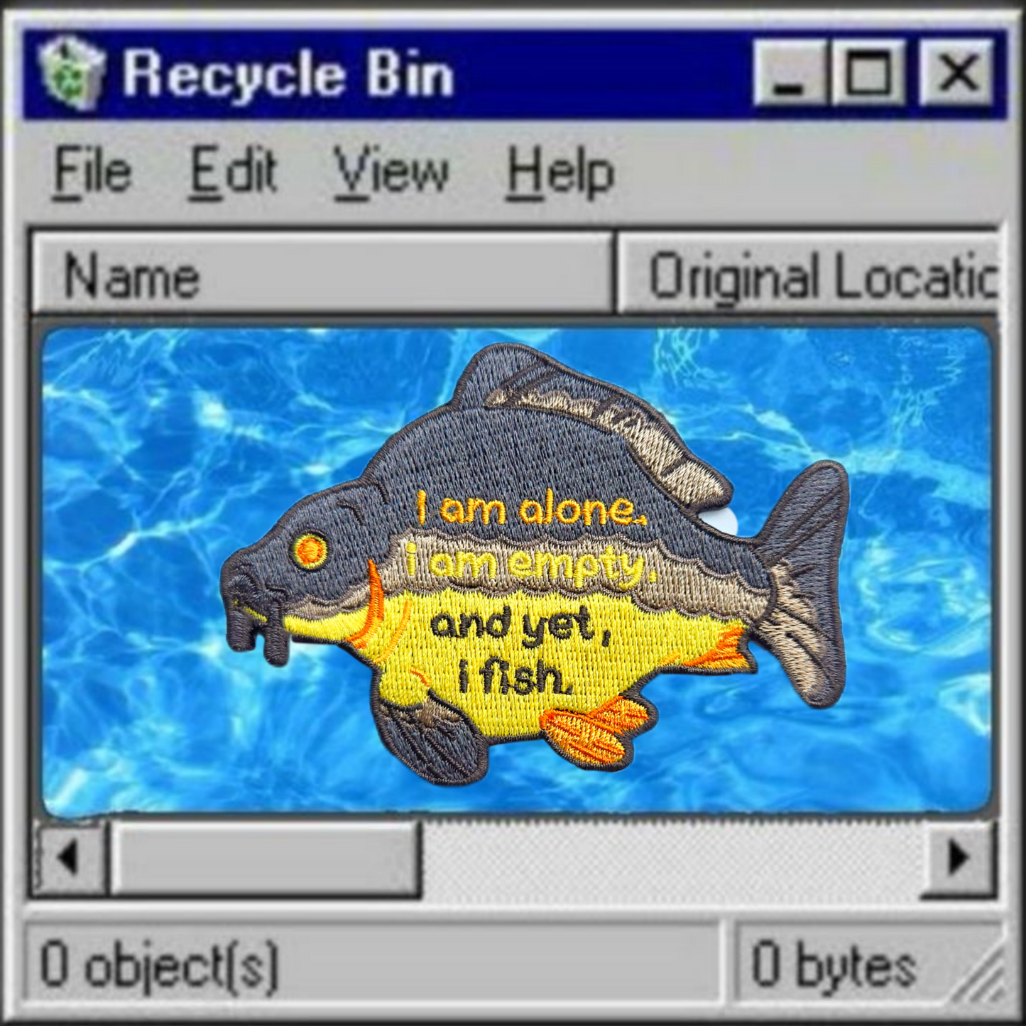 . and yet, I fish. iron-on patch