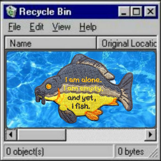 . and yet, I fish. iron-on patch