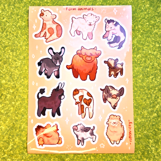 farm animals sticker sheet