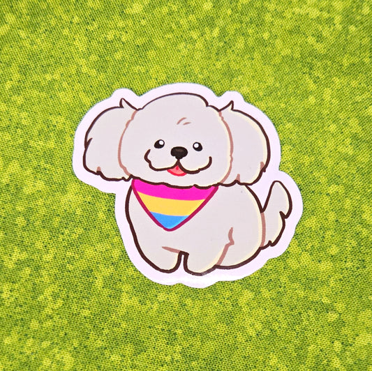 pride puppy pansexual maltese sticker